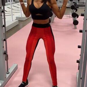 No KA’OI Black Red orange Striped Legging Size 00 xs